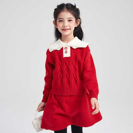 笛莎Deesha 童装女童新款时尚甜美套装新年装 商品图2