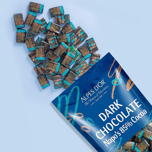 【中欧班列精选】瑞士爱普诗巧克力  原装进口Alpes d'Or74%/85%黑巧克力428g/袋 商品图2