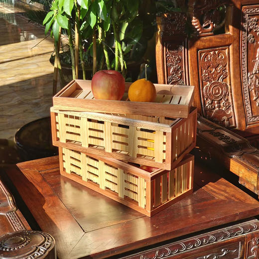 实木双层艺术食盒 商品图2