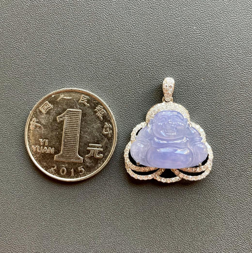 冰种紫罗兰翡翠弥勒佛18k白金钻石镶嵌 商品图4