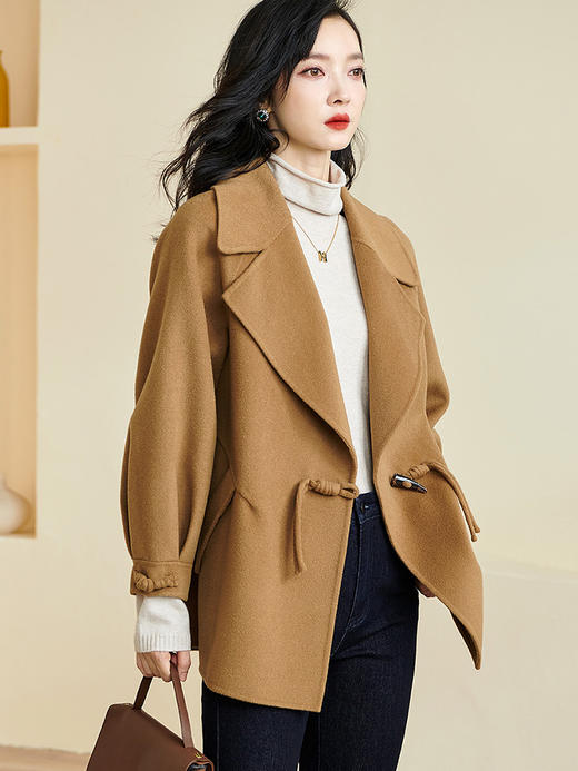 剩S/M/XL/XXL 米思阳2025冬季新款复古气质小个子100%羊毛大衣盘扣毛呢外套女厚3756 商品图2