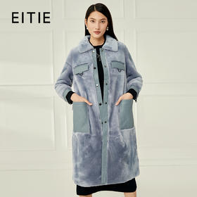 EITIE爱特爱冬季新款气质修身羊毛羊皮革外套大衣皮衣6893513