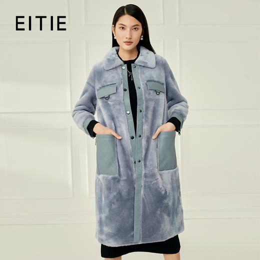 EITIE爱特爱冬季新款气质修身羊毛羊皮革外套大衣皮衣6893513 商品图0