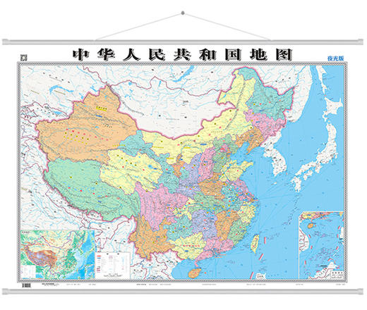 【夜光版】中国地图+世界地图（挂杆套装）1095*780mm  一套会发光的地图 商品图5