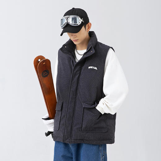 【春节不打烊】「两款配色！灯芯绒马甲棉服」韩路日系男装 2022冬新款灯芯绒棉服男复古工装立领马甲棉衣外套上衣 商品图1