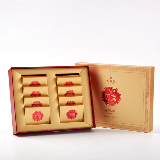 华祥苑 寿眉砖茶 福建白茶 如意四合 茶叶礼盒  240g 商品图0