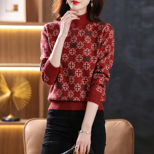 提花色打底衫，洋气复古厚款毛衣CC-101-35064 商品图7