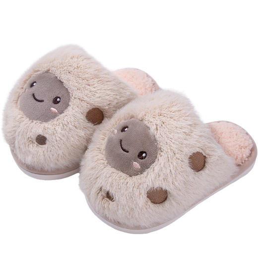 【可爱笑脸拖鞋！海绵内里】小鹿米利儿童拖鞋冬卡通居家毛拖鞋宝宝轻便室内棉拖毛绒保暖棉鞋sh 商品图4