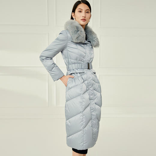 EITIE爱特爱冬季新款加厚狐狸毛领白鸭绒长款羽绒服6811518 商品图2