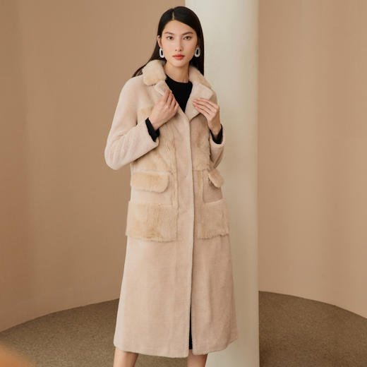 EITIE爱特爱冬季新款时尚优雅翻领保暖水貂毛皮草外套女6893521 商品图2