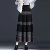 MZ12008针织格子半身裙女秋冬新款高腰中长款a字裙加厚显瘦大摆裙长裙潮 商品缩略图0