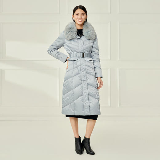 EITIE爱特爱冬季新款加厚狐狸毛领白鸭绒长款羽绒服6811518 商品图3
