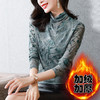 网纱植绒打底衫女，秋季新款半高领长袖洋气修身内搭t恤上衣KQL-8258 商品缩略图1