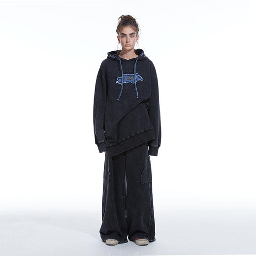 NUTH X 24ANS 联名系列 黑色宽松套头卫衣/结构设计休闲卫裤 商品图0