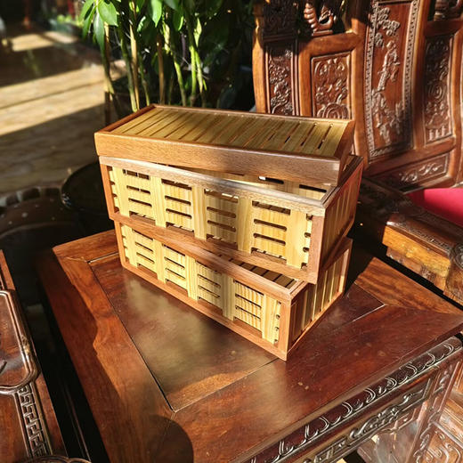 实木双层艺术食盒 商品图0