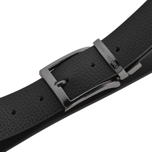 阿玛尼（ ARMANI）皮带男士经典折扣牛皮腰带商务休闲舒适百搭经典黑色款10262 商品图7