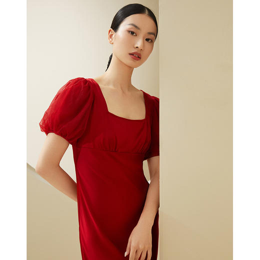 金三塔19姆米重磅100%桑蚕丝女士真丝红色婚庆复古睡裙家居服新品  YSFDA301 商品图1