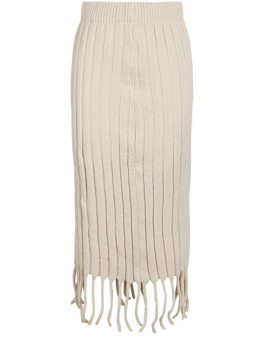 Self Who温柔风白色半身裙女流苏廓形高腰显瘦中长款针织裙子秋 商品图3