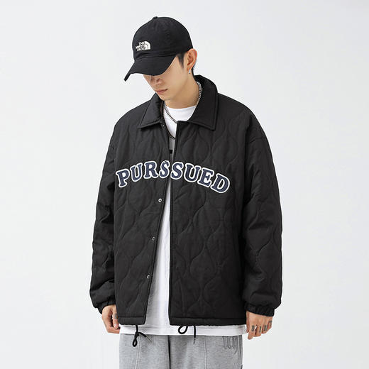 【春节不打烊】「黑白两色！抗风保暖水洗棉」韩路日系男装 潮牌刺绣棉服男2022秋冬新款复古翻领加厚夹克外套上衣 商品图2