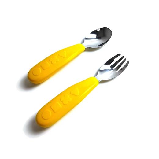 Octoto儿童不锈钢叉勺宝宝学吃饭训练勺叉子套装便携辅食外出餐具 商品图3