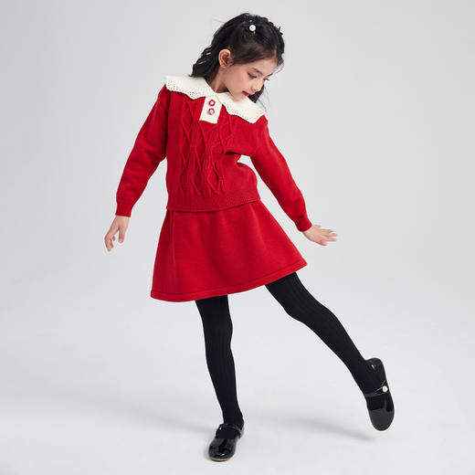 笛莎Deesha 童装女童新款时尚甜美套装新年装 商品图1