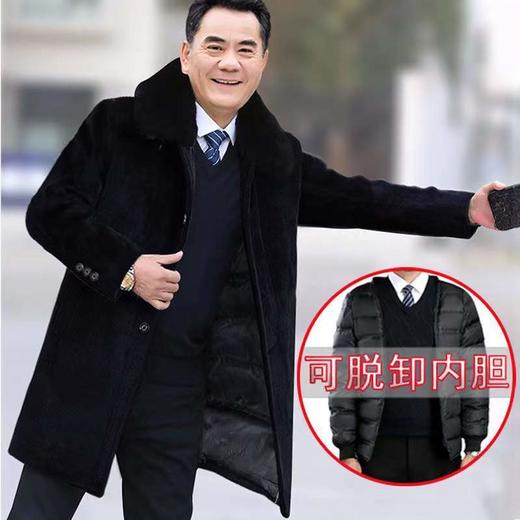 中老年人男装毛呢大衣男爸爸装男士外套冬季长款加绒大衣爷爷衣服nct29 商品图2