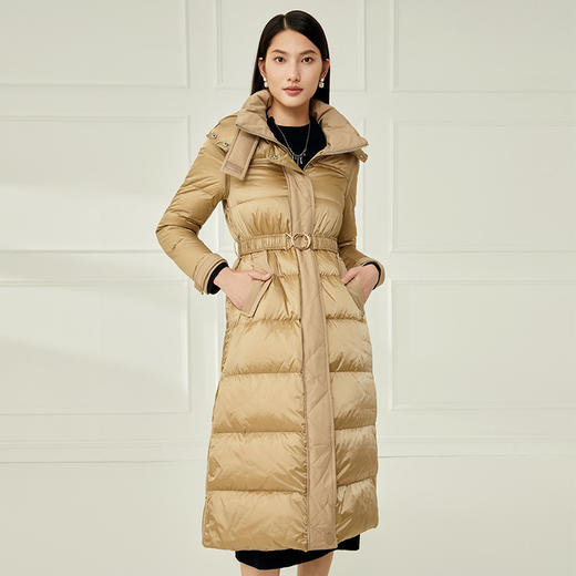 EITIE爱特爱冬款新款时尚连帽保暖高领长款白鸭绒羽绒服6811520 商品图1