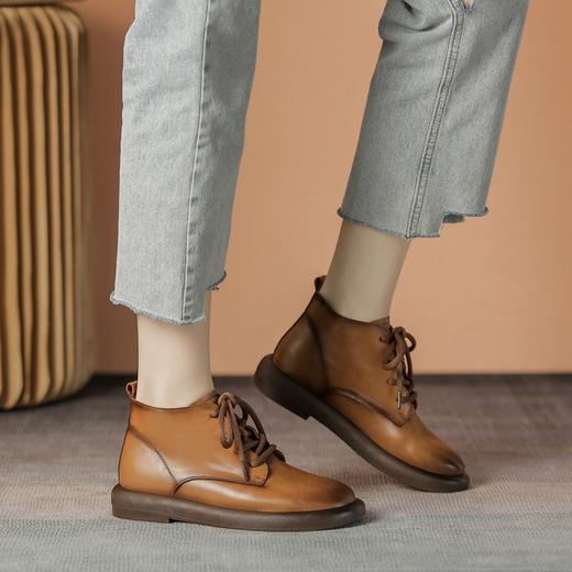 ZHR马丁靴2022秋冬新款圆头时尚平底短靴厚底靴子女复古女鞋 商品图2