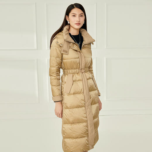 EITIE爱特爱冬款新款时尚连帽保暖高领长款白鸭绒羽绒服6811520 商品图2