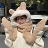 可爱兔子耳朵帽子围巾连体女冬季毛绒小熊围脖冬天保暖手套三合一nct16 商品缩略图3