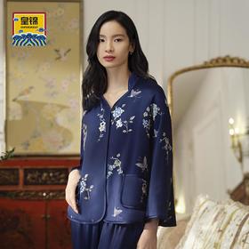 皇锦 真丝印花开襟棉分身套装-青鹤HJ21433