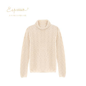 镂空花自由领套头衫 | ESPRESSO100%山羊绒 高品质羊绒衫 BJF103057