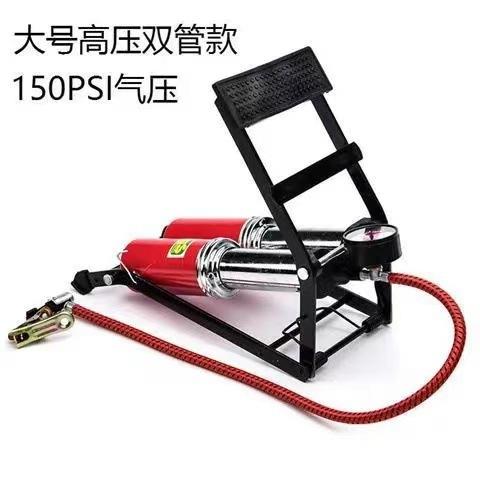 【汽摩电动】脚踩踏打气筒高压双管 车载双缸电动打气泵汽 商品图2