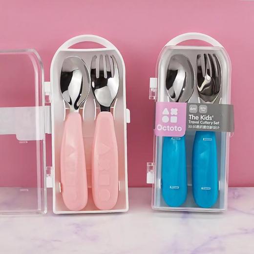 Octoto儿童不锈钢叉勺宝宝学吃饭训练勺叉子套装便携辅食外出餐具 商品图7