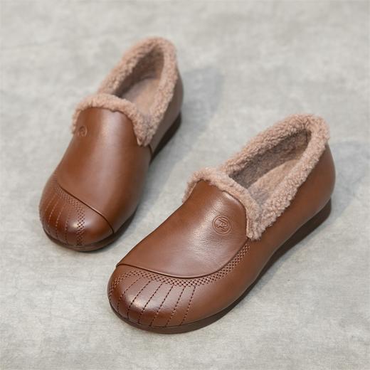 真羊毛保暖平跟圆头，中老年加绒毛毛鞋MLD6522 商品图5