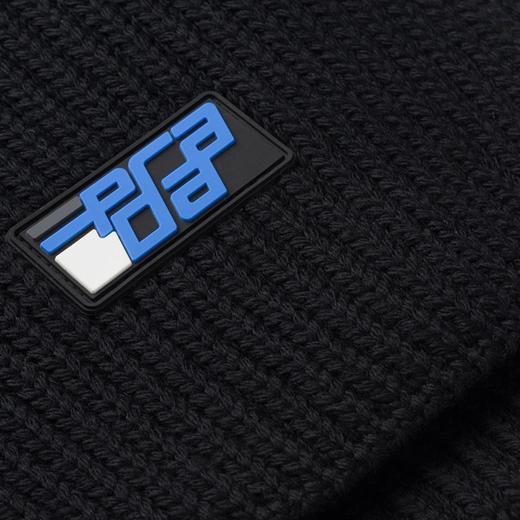 PRADA 普拉达 男士橡胶徽标贴片羊毛针织围巾 黑色 UMS296 IZH F0002 商品图1