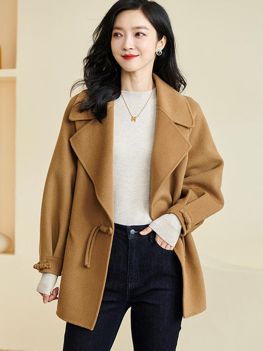 剩S/M/XL/XXL 米思阳2025冬季新款复古气质小个子100%羊毛大衣盘扣毛呢外套女厚3756 商品图1