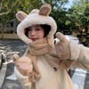 可爱兔子耳朵帽子围巾连体女冬季毛绒小熊围脖冬天保暖手套三合一nct16 商品缩略图4