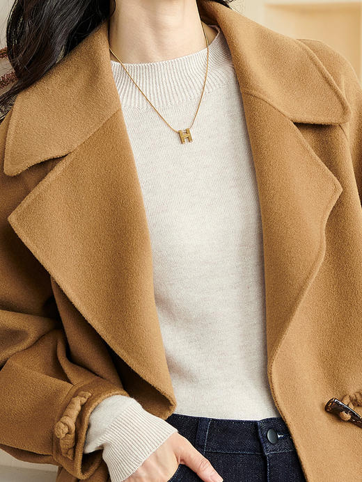 剩S/M/XL/XXL 米思阳2025冬季新款复古气质小个子100%羊毛大衣盘扣毛呢外套女厚3756 商品图3