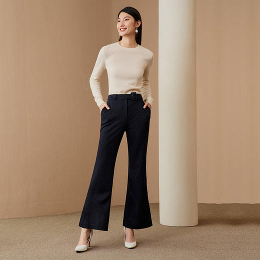 EITIE爱特爱冬季新款时尚职业干练通勤百搭显瘦长裤女裤6805505 商品图1