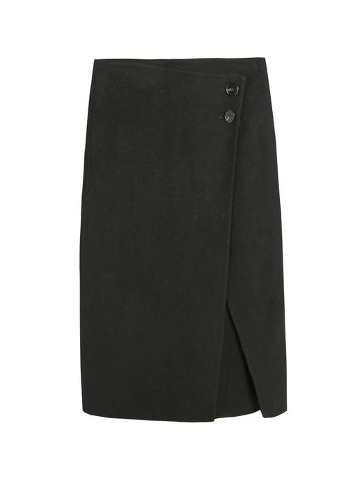 Self Who2022秋冬新款澳洲进口美利奴绵羊毛半身裙简约开叉裙子女 商品图4