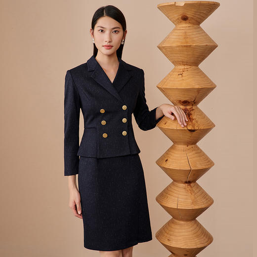 EITIE爱特爱冬季新款显瘦包臀气质干练假两件连衣裙6807523 商品图5