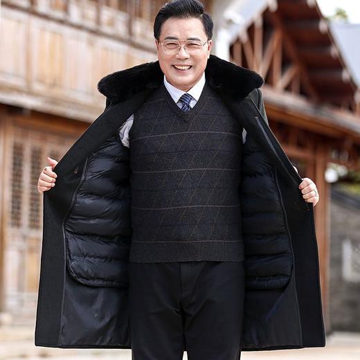中老年人男装毛呢大衣男爸爸装男士外套冬季长款加绒大衣爷爷衣服nct29 商品图9