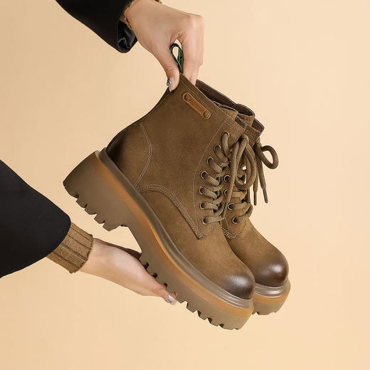 西村名物马丁靴女短靴春秋冬季短筒显瘦英伦学院45431 商品图3