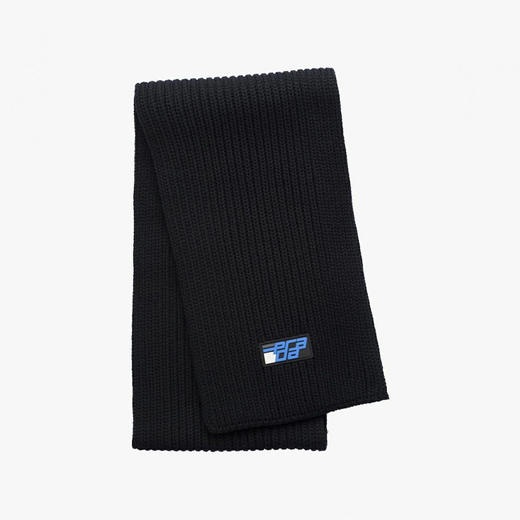 PRADA 普拉达 男士橡胶徽标贴片羊毛针织围巾 黑色 UMS296 IZH F0002 商品图0