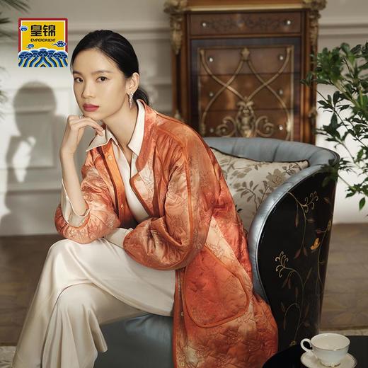 皇锦真丝印花绗缝开襟夹棉袍-共生HJ21434 商品图2