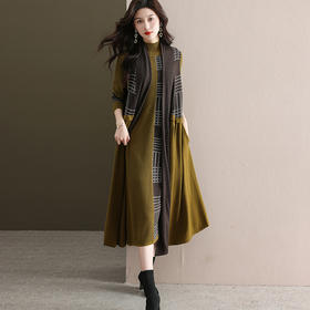 QY 442羊毛马甲两件套连衣裙宽松大码