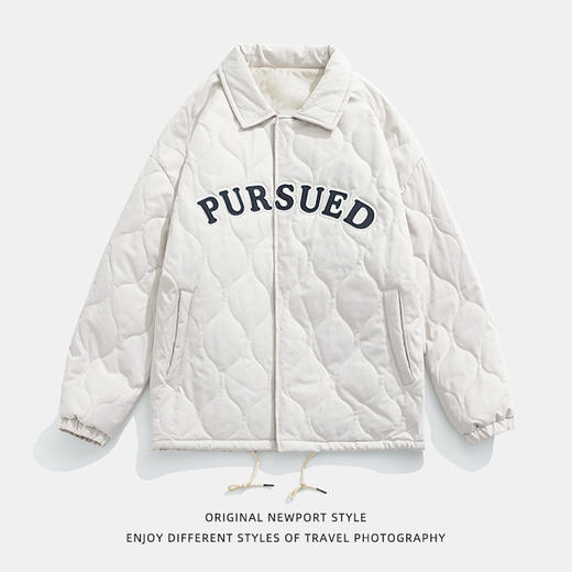 【春节不打烊】「黑白两色！抗风保暖水洗棉」韩路日系男装 潮牌刺绣棉服男2022秋冬新款复古翻领加厚夹克外套上衣 商品图4