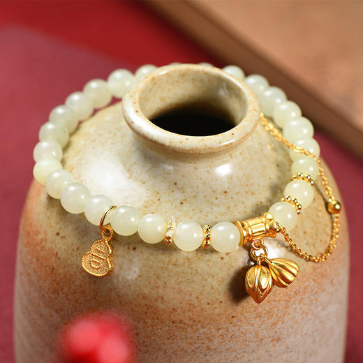 【美妆饰品】和田玉手串莲蓬葫芦手链女国风复古新款潮 商品图1
