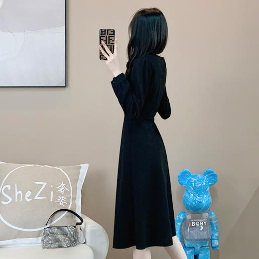 奢姿2024年冬装新款大码女装减龄钉珠拼接连衣裙胖妹妹时尚裙子9924852445 商品图3